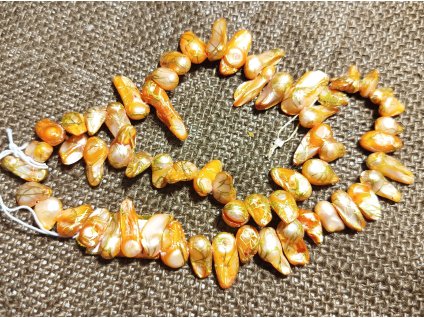 Barokní perly - oranžová - šňůra