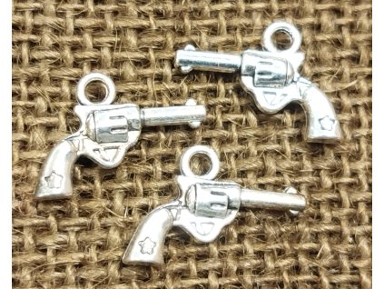 Přívěsek - kov - stříbro - pistole