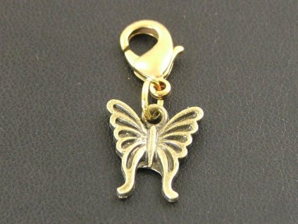 Přívěšek - motýl staromosaz s karabinkou