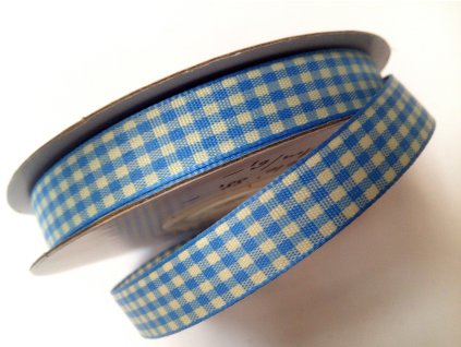 Károvaná stuha - 1,2cm - modrá