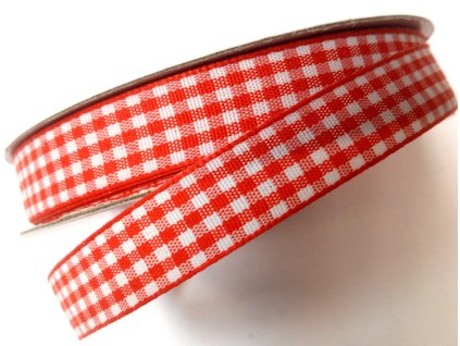 Károvaná stuha - 1,2cm - červená