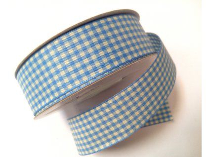 Károvaná stuha - 2,5cm - modrá