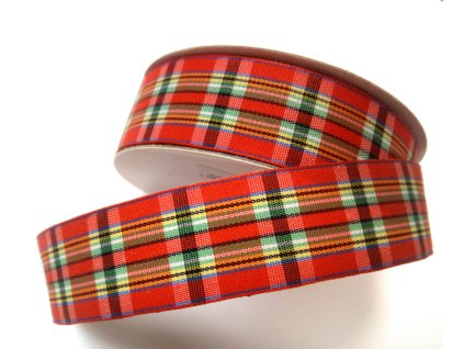 Károvaná stuha - 2,5cm - červené káro