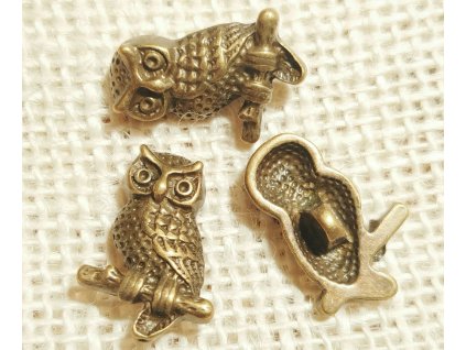 Přívěsek - kov - sovička - staromosaz