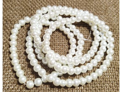 Vosková perla - bílá (šňůra) - 6 mm (150 ks)