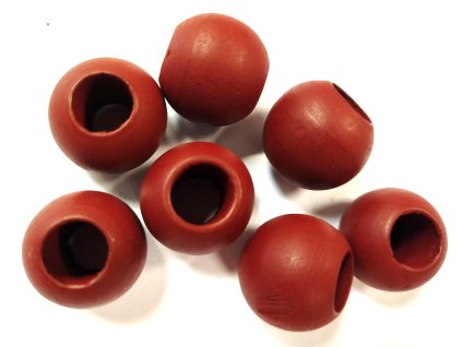 Dřevěné korálky - 2,4cm - s velkým průvlekem - červeno-hnědé