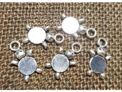 Přívěsek - kov - stříbro - želva