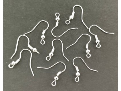 Afroháček s kuličkou - stříbrný - 10 kusů (5 párů)