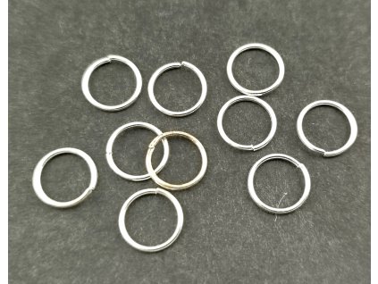 Kroužek kovový jednoduchý - stříbro - 10 mm - 10 kusů