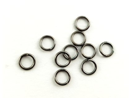 Kroužek kovový jednoduchý - černý oxid - 6mm - 10 kusů