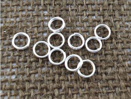 Kroužek kovový dvojitý - stříbro - 5mm