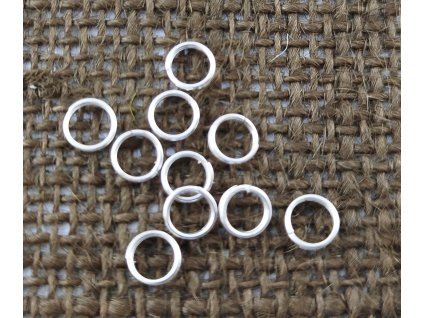 Kroužek kovový dvojitý - stříbro - 6mm