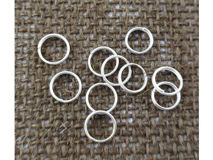 Kroužek kovový dvojitý - stříbro - 7mm