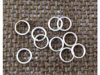 Kroužek kovový dvojitý - stříbro - 8mm