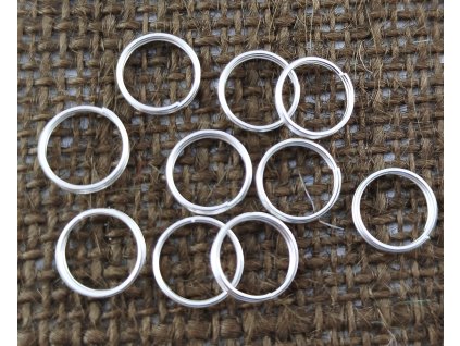 Kroužek kovový dvojitý - stříbro - 10mm