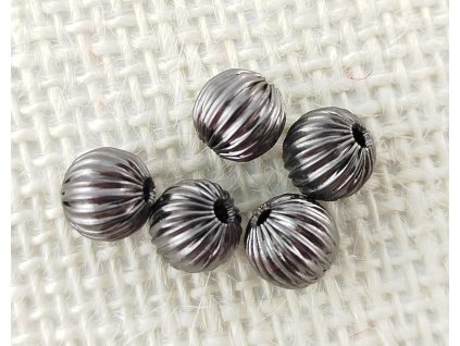 Korálky kovové vroubkované - kulaté 10mm - černý nikl