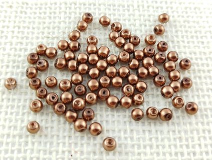 Vosková perla - 4mm - tmavá měděná - 80 kusů