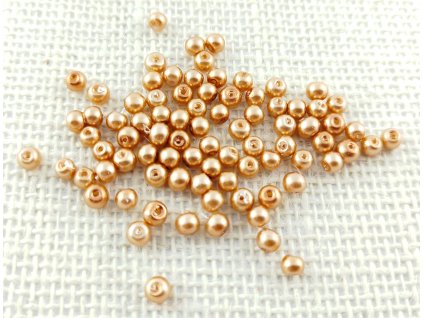 Vosková perla - 4mm - světle měděná - 80 kusů
