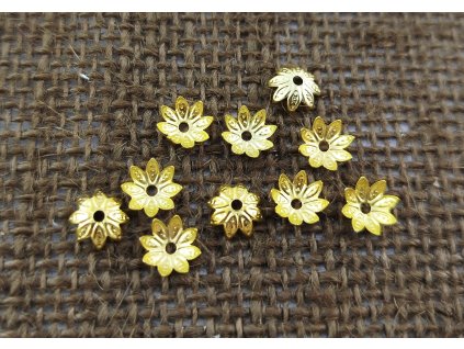 Ozdobný kaplík - 7 mm - zlatý - vzor 4