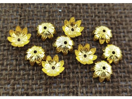 Ozdobný kaplík - 10 mm - zlatý - vzor 5