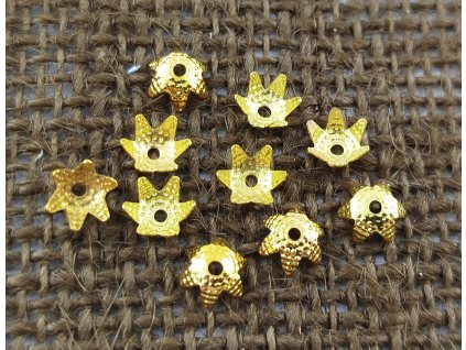 Ozdobný kaplík - 6 mm - zlatý - vzor 6