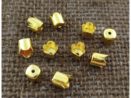 Ozdobný kaplík - 6 mm - zlatý - vzor 7