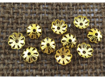 Ozdobný kaplík - 7 mm - zlatý - vzor 8