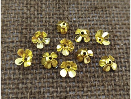 Ozdobný kaplík - 7 mm - zlatý - vzor 11