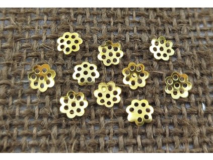 Ozdobný kaplík - 6 mm - zlatý - vzor 13