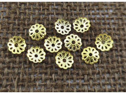 Ozdobný kaplík - 7 mm - zlatý - vzor 14