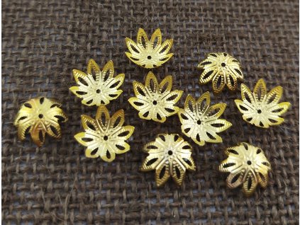 Ozdobný kaplík - 13 mm - zlatý - vzor 16