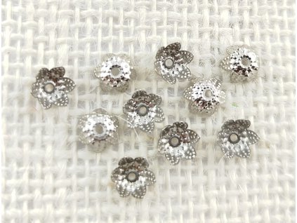 Ozdobný kaplík - 7 mm - platina - vzor 8