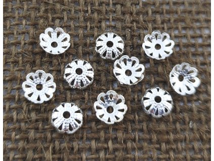 Ozdobný kaplík - 7 mm - stříbro - vzor 2