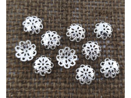 Ozdobný kaplík - 10 mm - stříbro - vzor 3