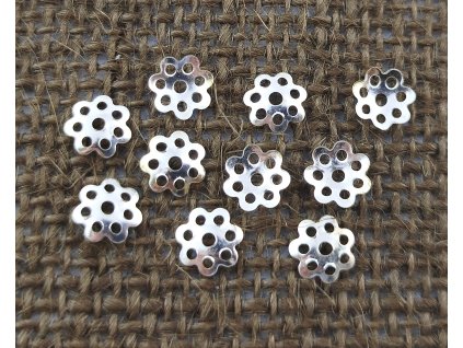 Ozdobný kaplík - 8 mm - stříbro - vzor 6