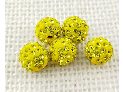 Korálky třpytivé - Shamballa 12mm - žluté