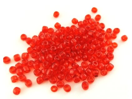 Korálky skleněné - rokajl - 4mm - červené průhledné