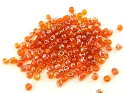 Korálky skleněné - rokajl - 4mm - oranžovorůžové průhledné