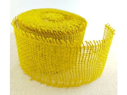 Jutová stuha - 8 cm - žlutá