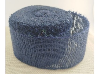 Jutová stuha - 8 cm - tmavě modrá