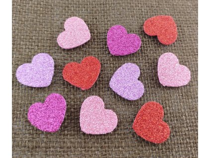 Nalepovací výseky z pěnovky - srdíčka - 10 kusů