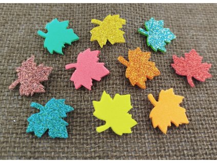 Nalepovací výseky z pěnovky - javorové listy - 10 kusů