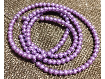 Vosková perla - fialová (šňůra) - 6mm (150 ks)