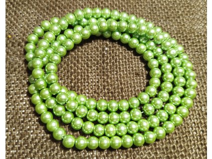 Vosková perla - světle zelená (šňůra) - 6 mm (150ks)
