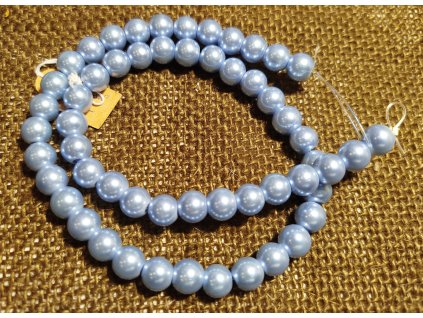 Vosková perla - světle modrá (šňůra) - 8mm (55ks)