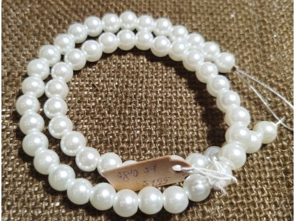 Vosková perla - bílá (šňůra) - 8mm (55ks)