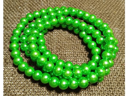Vosková perla - tmavě zelená (šňůra) - 8mm (106ks)