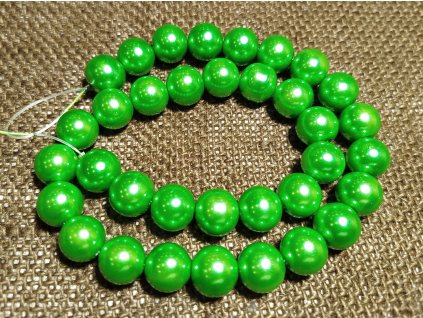 Vosková perla - tmavě zelená (šňůra) - 12mm (35ks)