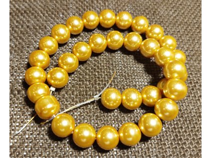 Vosková perla - tmavě zlatá (šňůra) - 12mm (35ks)