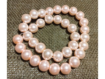 Vosková perla - světle růžová (šňůra) - 12mm (35ks)